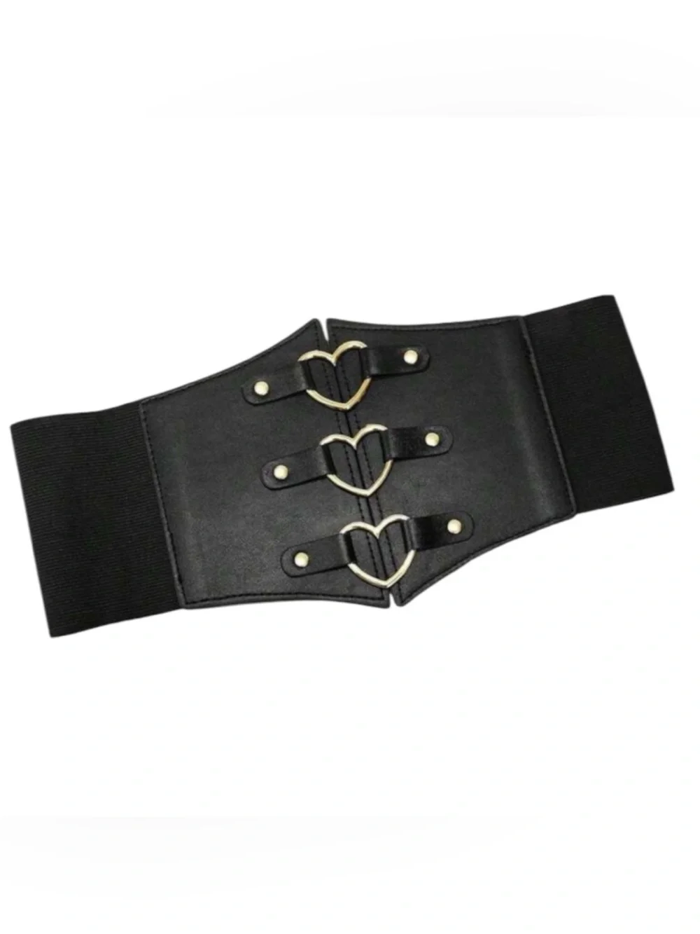 Plus Corset Belt Black Heart Buckle Stretchy Ren Faire Fairycore Cosplay 1X/2X